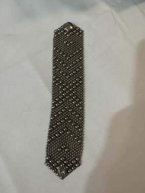 LIQUID METAL by SERGIO GUTIERREZ Nickel Design Beaded Mesh 7 x 1 1/2" Bracelet